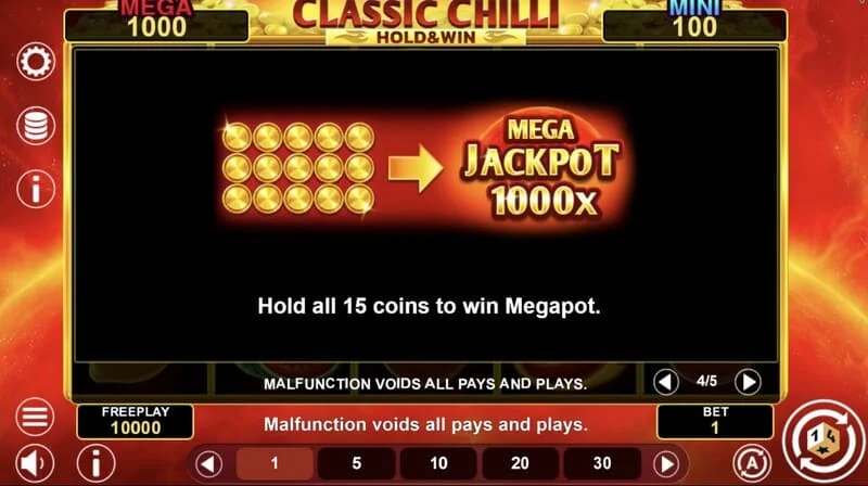 Classic Chilli Hold & Win - siombailí greamaitheacha sa bhabhta coinneála