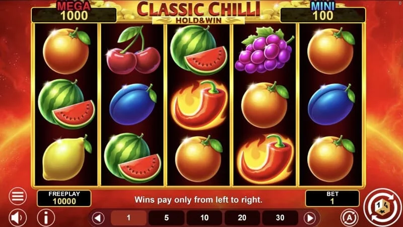 Classic Chilli Hold & Win - ríleanna 5x3 le siombailí chilli