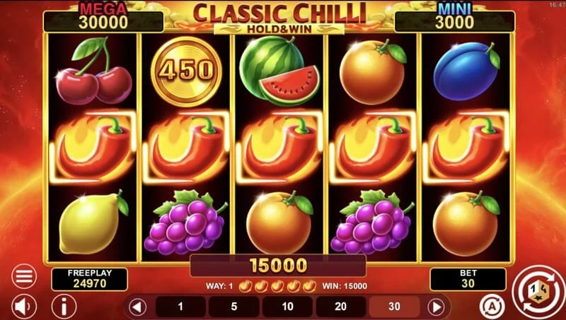 Classic Chilli Hold & Win - Pota Óir seasta ar an siombail